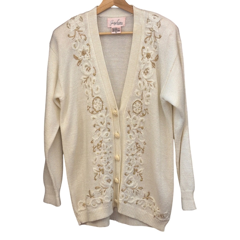 Vintage 90's Jaclyn Smith Cardigan Grandmacore Coquette Shabby Chic Cottagecore